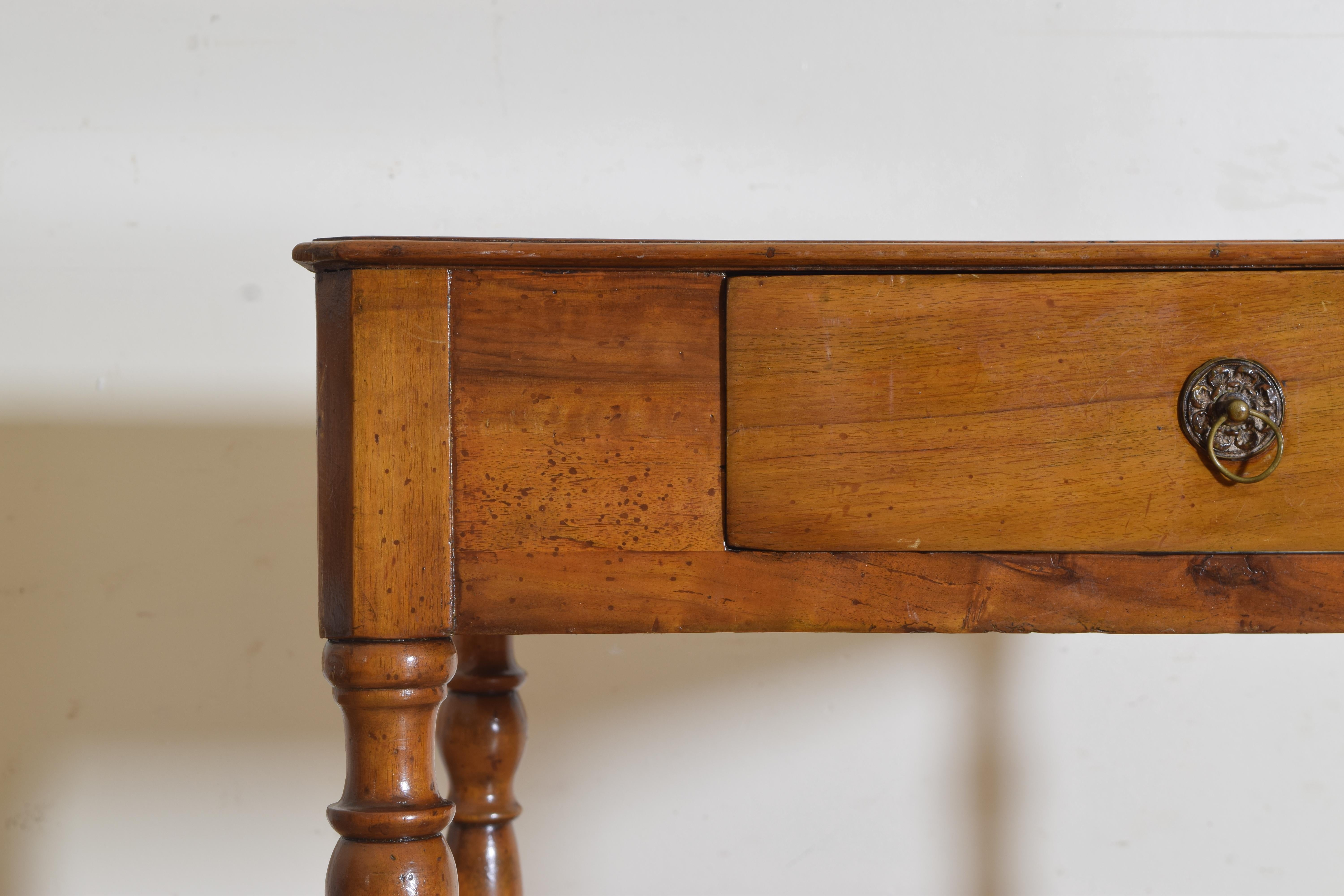 Italian, Tuscany, Light Walnut 1-Drawer Side Table, 2nd quarter 19th century 1