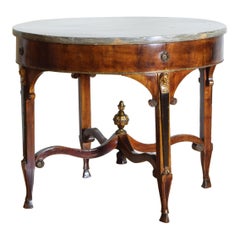 Italian, Tuscany 'Lucchese' Neoclassic Walnut and Ebonized Marble Top Table