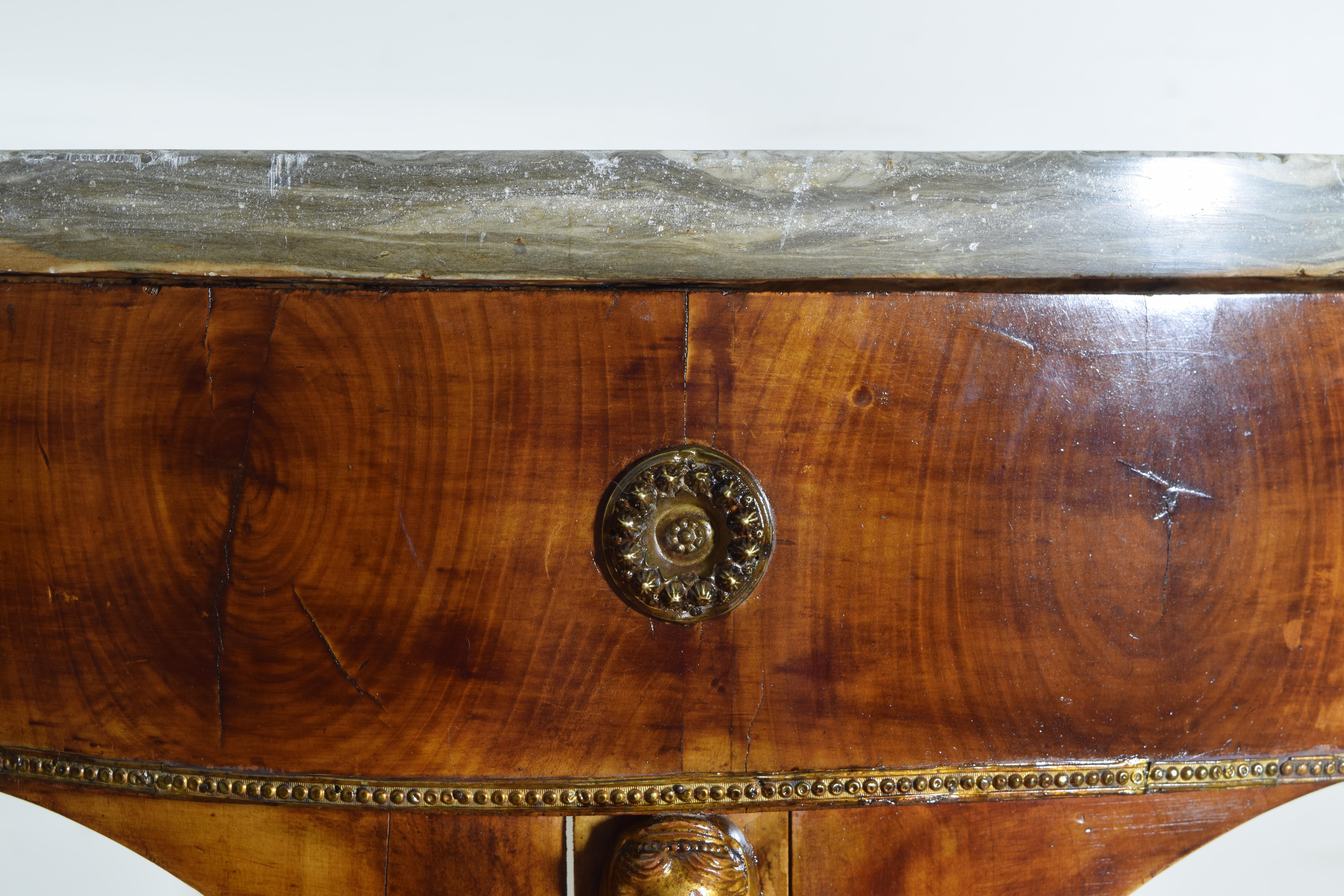 19th Century Italian, Tuscany 'Lucchese' Neoclassic Walnut and Ebonized Marble Top Table