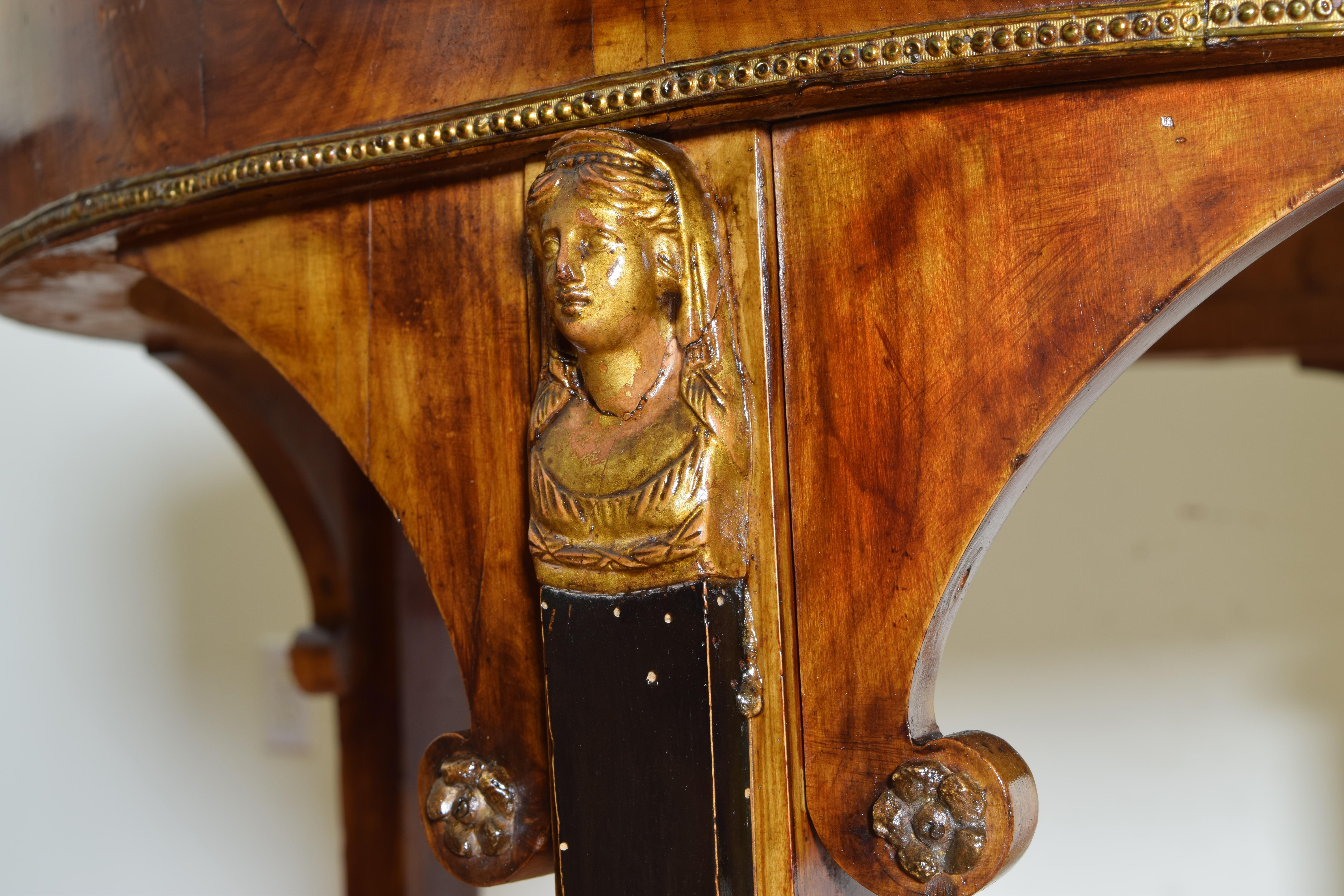 Italian, Tuscany 'Lucchese' Neoclassic Walnut and Ebonized Marble Top Table 3