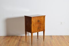 Italian, Tuscany, Neoclassic Light Walnut 2-Drawer Bedside Commode, ca. 1800