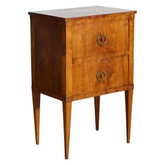 Italian, Tuscany, Neoclassic Light Walnut 2-Drawer Bedside Commode, ca. 1800