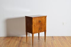 Italian, Tuscany, Neoclassic Light Walnut 2-Drawer Bedside Commode, ca. 1800