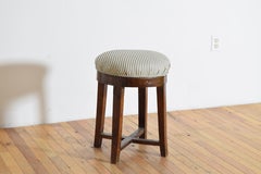 Italian, Tuscany, Neoclassic Period Walnut & Upholstered Stool, ca. 1830