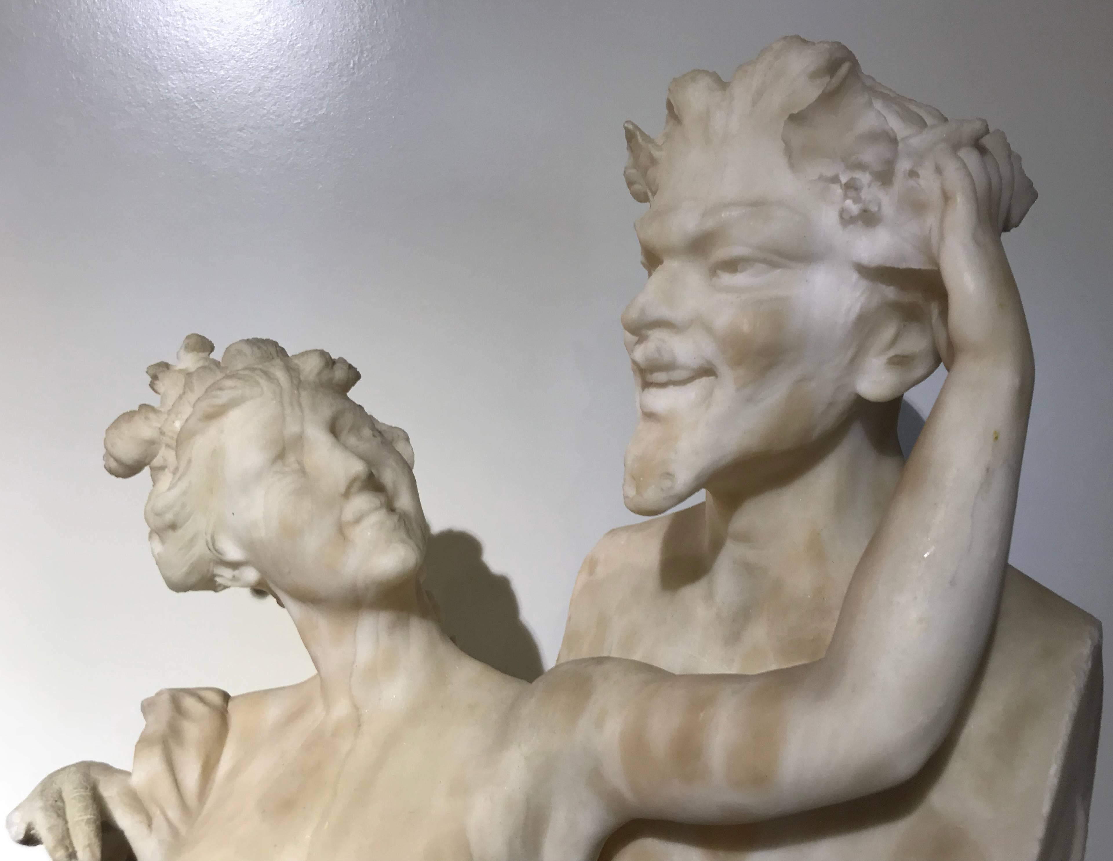 Italian Tuscany Neoclassical Style White Alabaster Sculpture Signed Fiaschi For Sale 10
