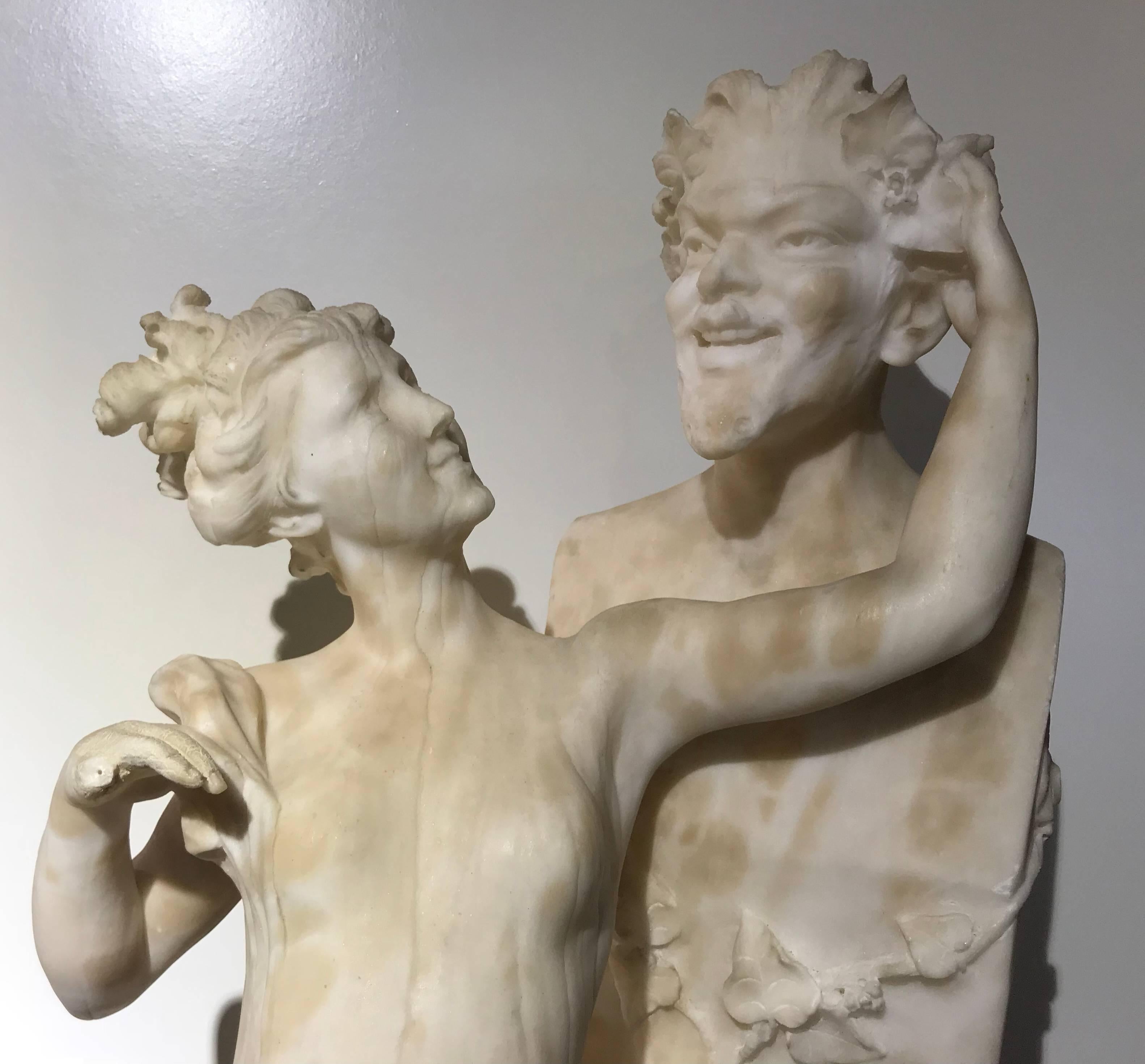 Italian Tuscany Neoclassical Style White Alabaster Sculpture Signed Fiaschi For Sale 11