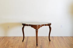 Italian, Tuscany, Shaped Walnut and Marble-Top Console Table, Mid-18th Century