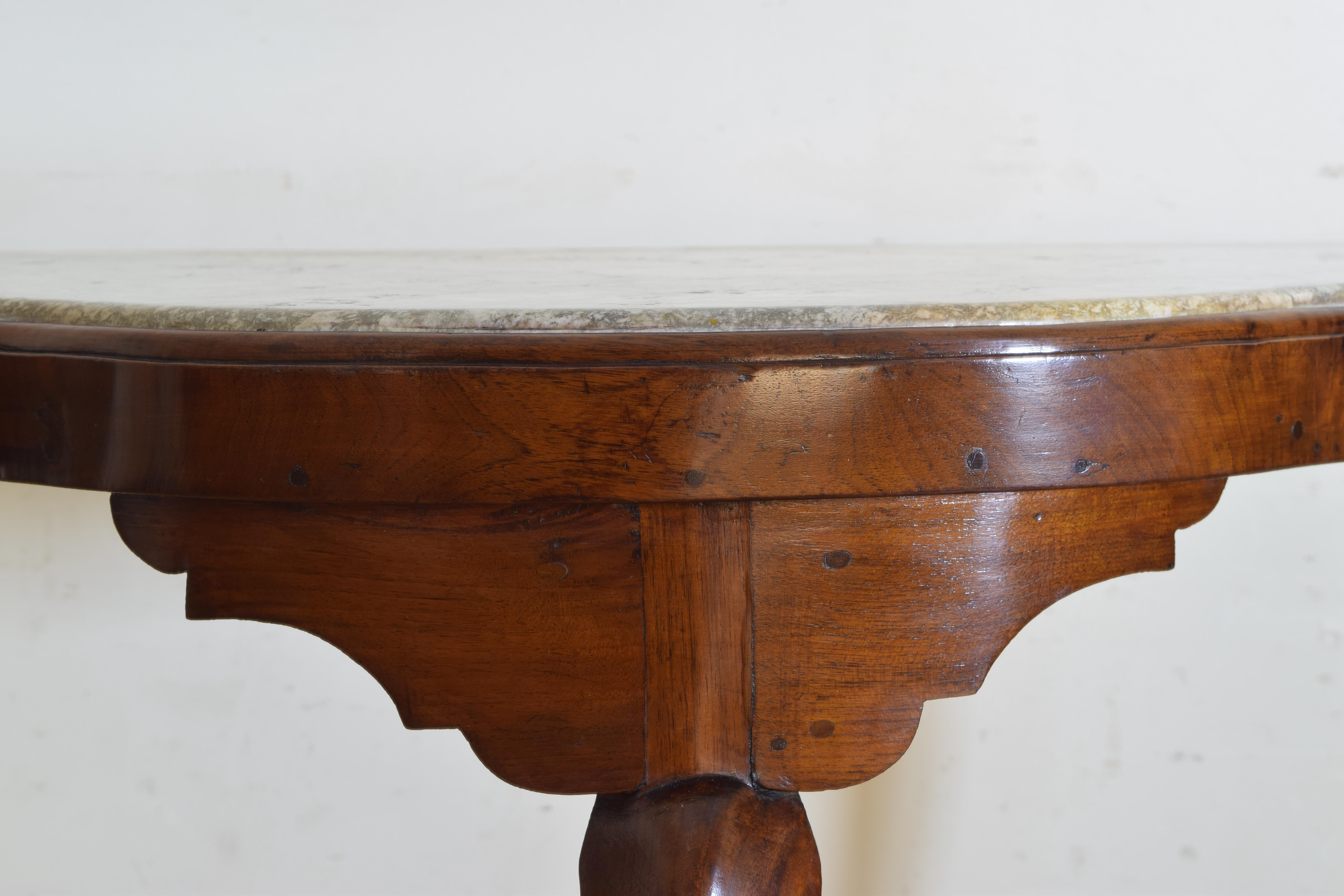 Italian, Tuscany, Shaped Walnut and Marble-Top Console Table, Mid-18th Century 4