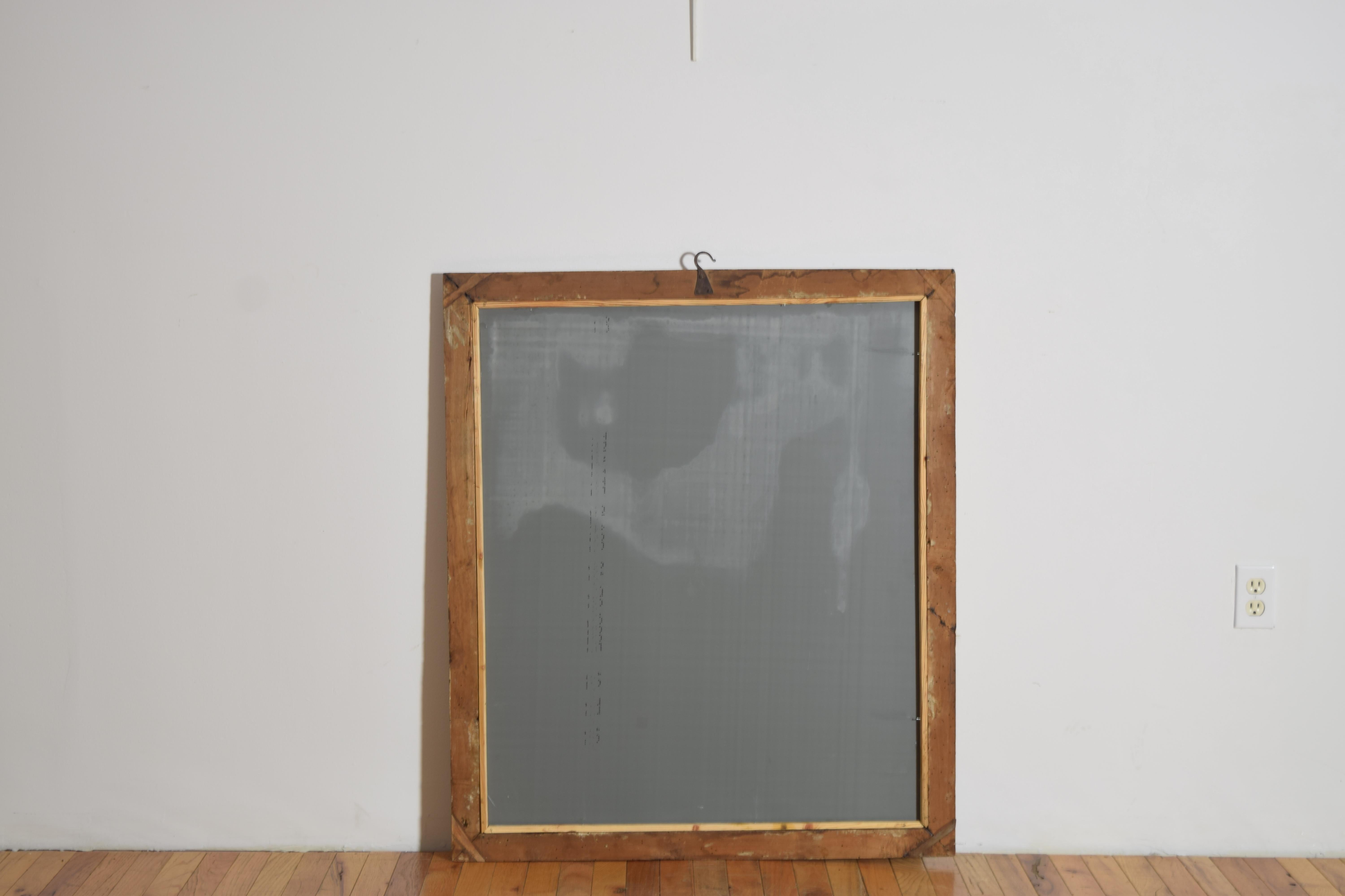 Italiano, Toscana, Espejo de madera dorada de nogal y pintado, ca. 1700 en venta 1
