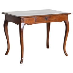 Italian, Tuscany, Walnut 1-Drawer Table with Hoof Feet, mid 18th century