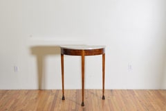 Italian, Tuscany, Walnut Neoclassic Marble Top Demilune Console, 1stq 19thc