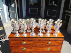 Italian Twelve Coin Silver Embossed & Engraved Interior Gold Washed Goblets 1790