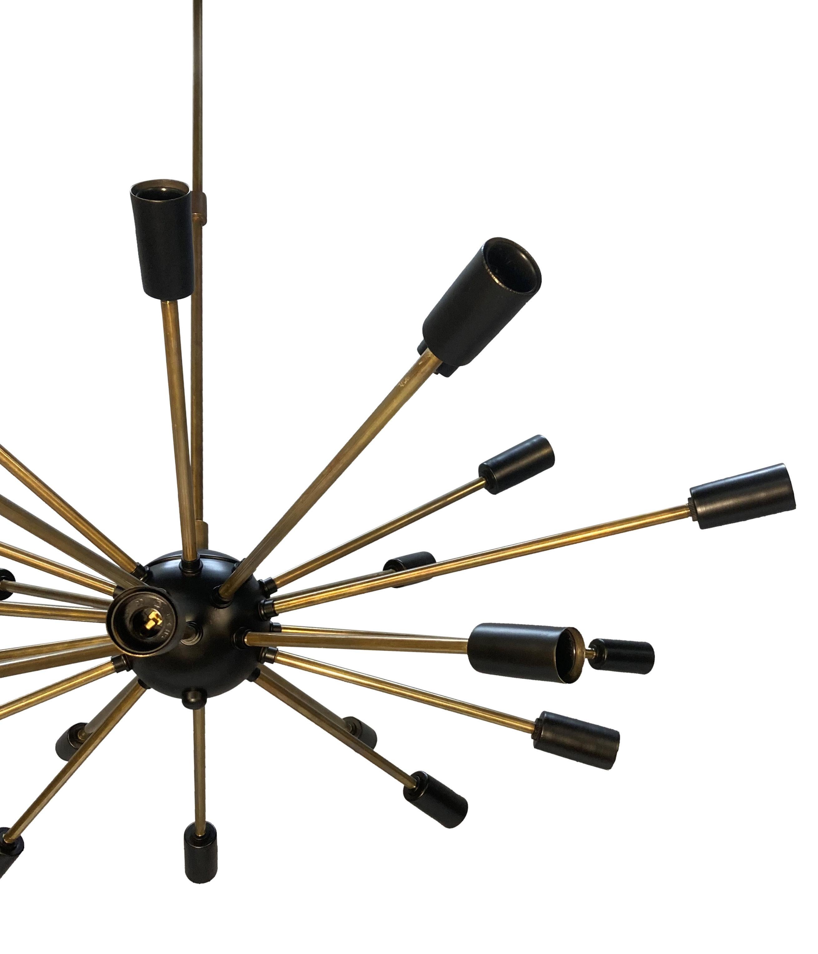 Brass Italian Twenty Four Light Sputnik Chandelier For Sale