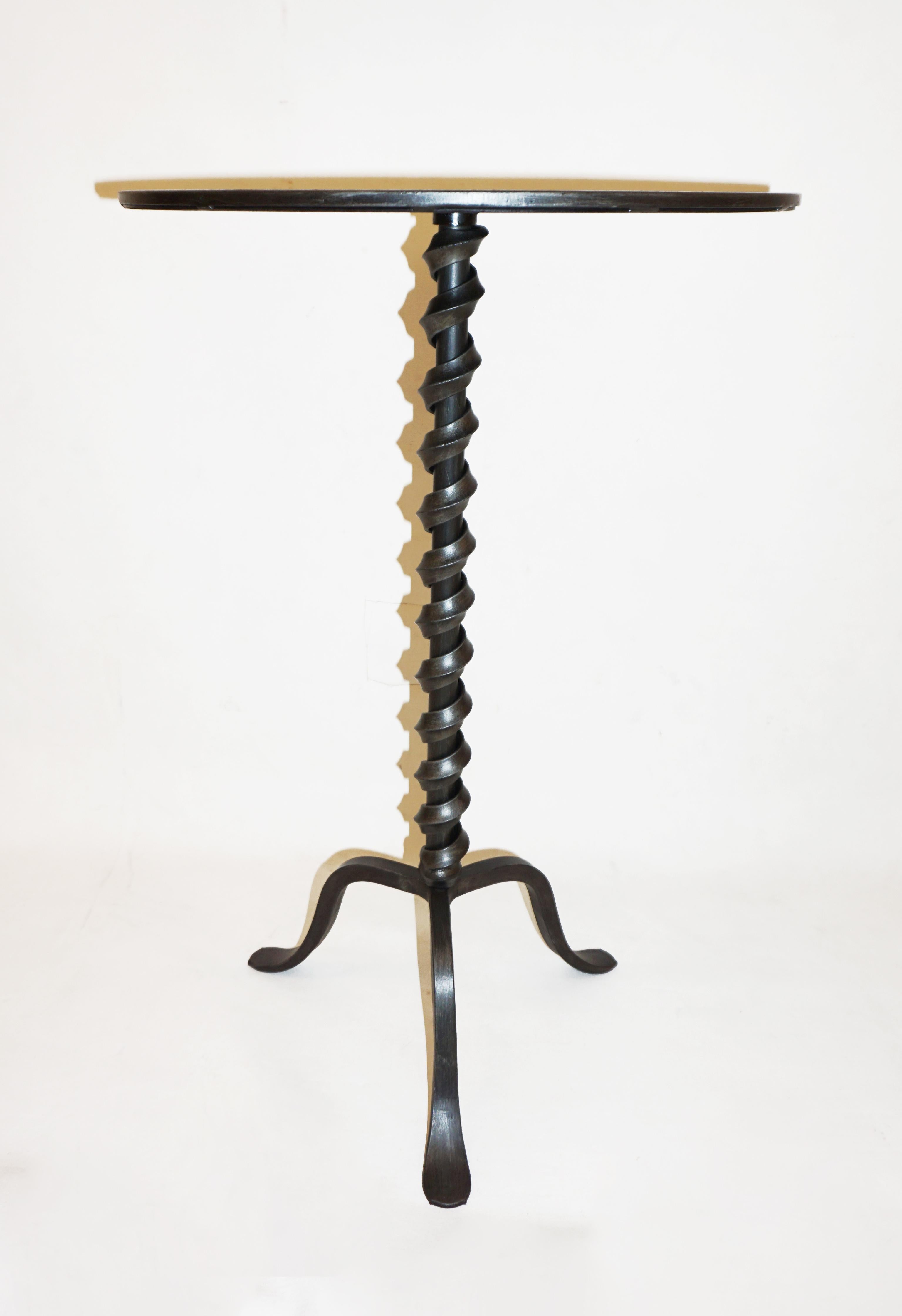 Italian Twisted Cast Iron Customizable Fuchsia Glass Color Side Coffee Table For Sale 7