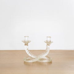 Italian Twisted Glass Candlestick Holder