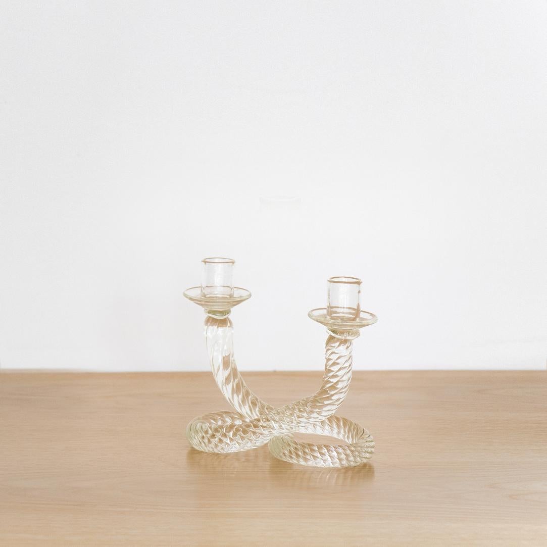 20th Century Italian Twisted Glass Candlestick Holder