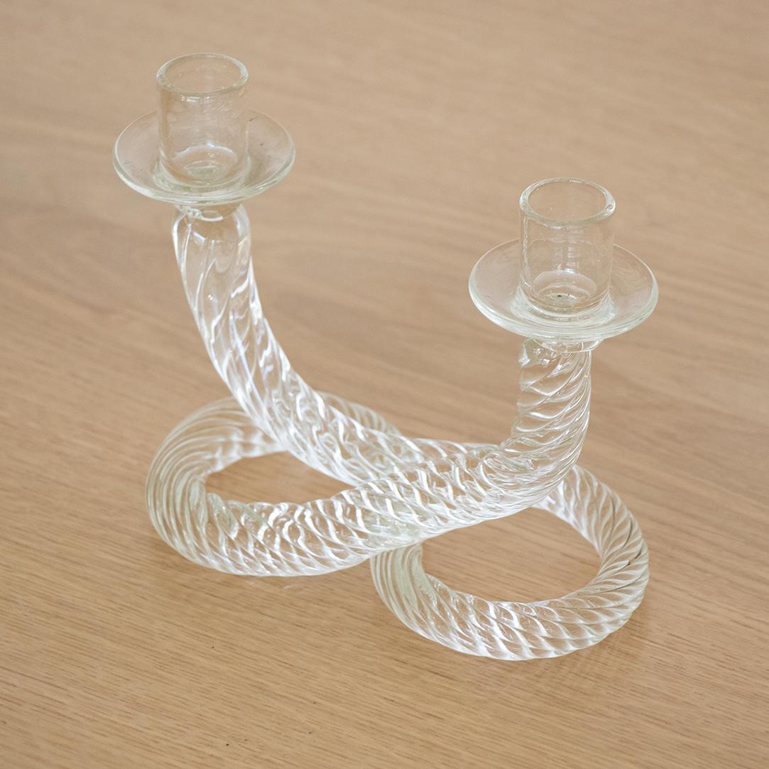Italian Twisted Glass Candlestick Holder 2