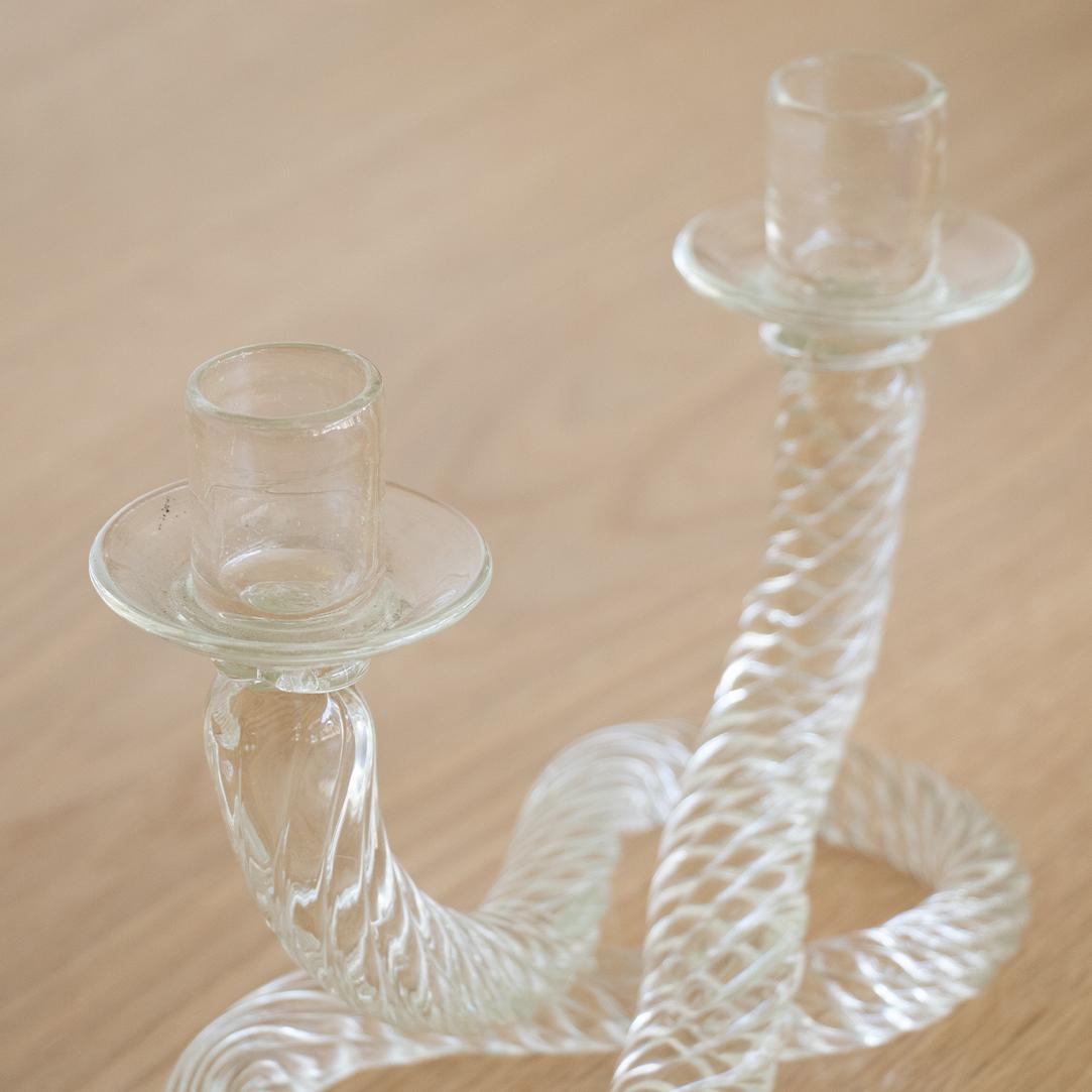 Italian Twisted Glass Candlestick Holder 5