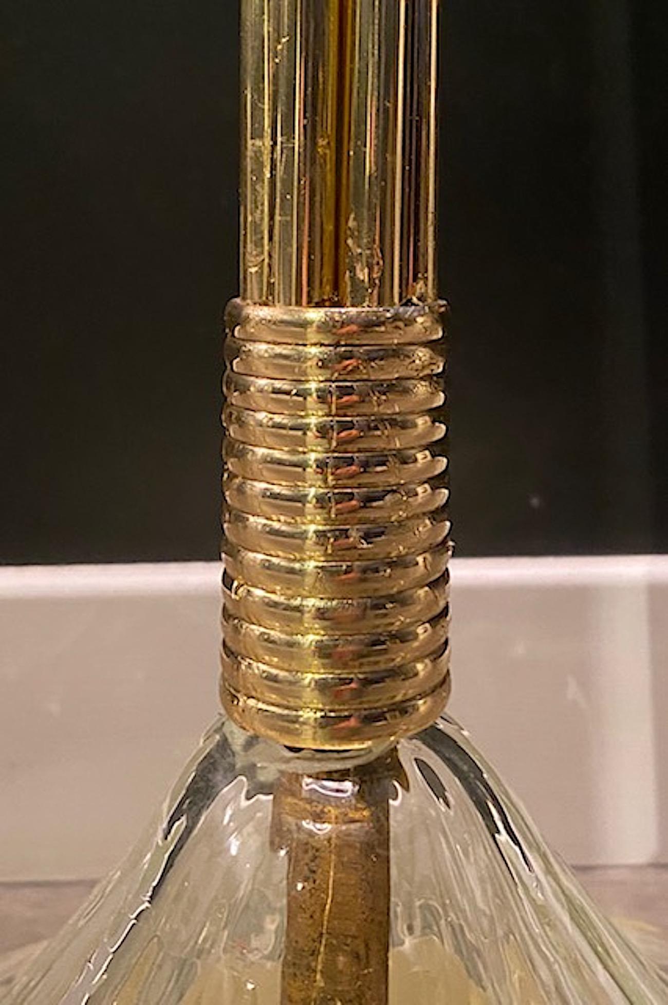Lampadaire italien en verre torsadé et laiton des années 1930 en vente 8