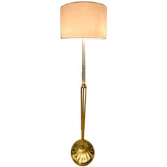 Italian Twisted Glass Cane and Brass 1930s Floor Lamp