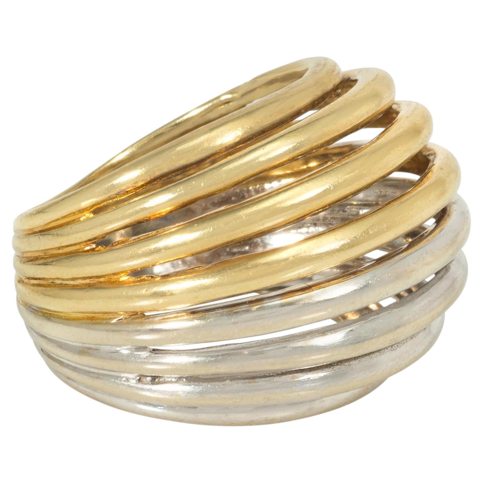 Italian two-color gold bombé wire work ring