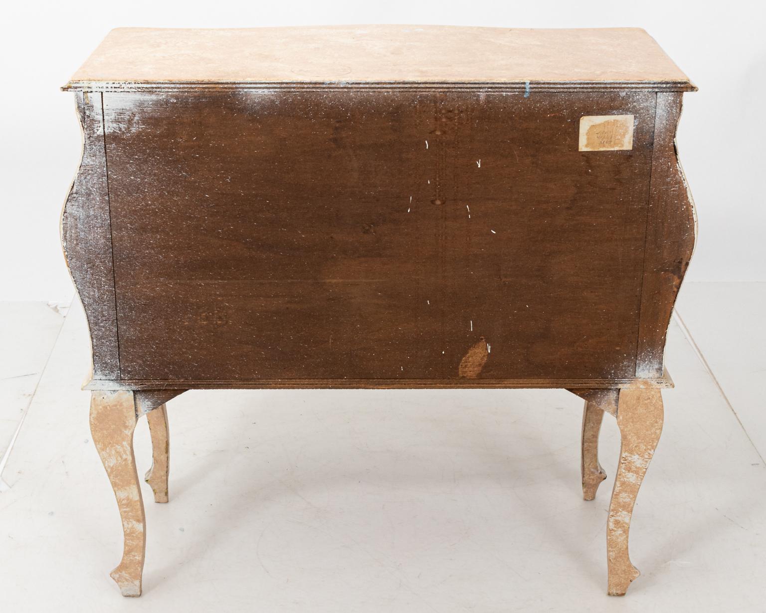 Italian Two-Drawer Painted Bombe End Table In Fair Condition For Sale In Stamford, CT