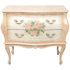 Italian Two-Drawer Painted Bombe End Table