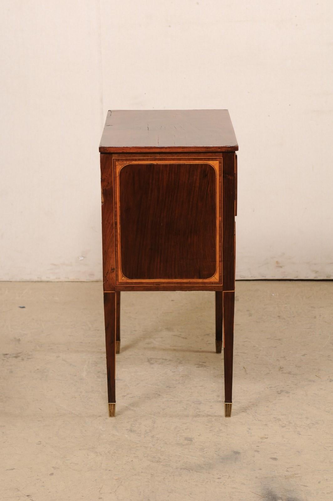 Italian Two-Drawer Wooden Side Chest Adorn w/Stylish Inlay Banding, 19th Century For Sale 9