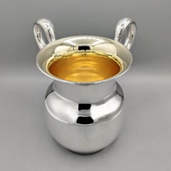 Italian two handles Sterling silver tankard with gold interior