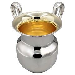 Tasse italienne à deux anses en argent massif avec intérieur en or