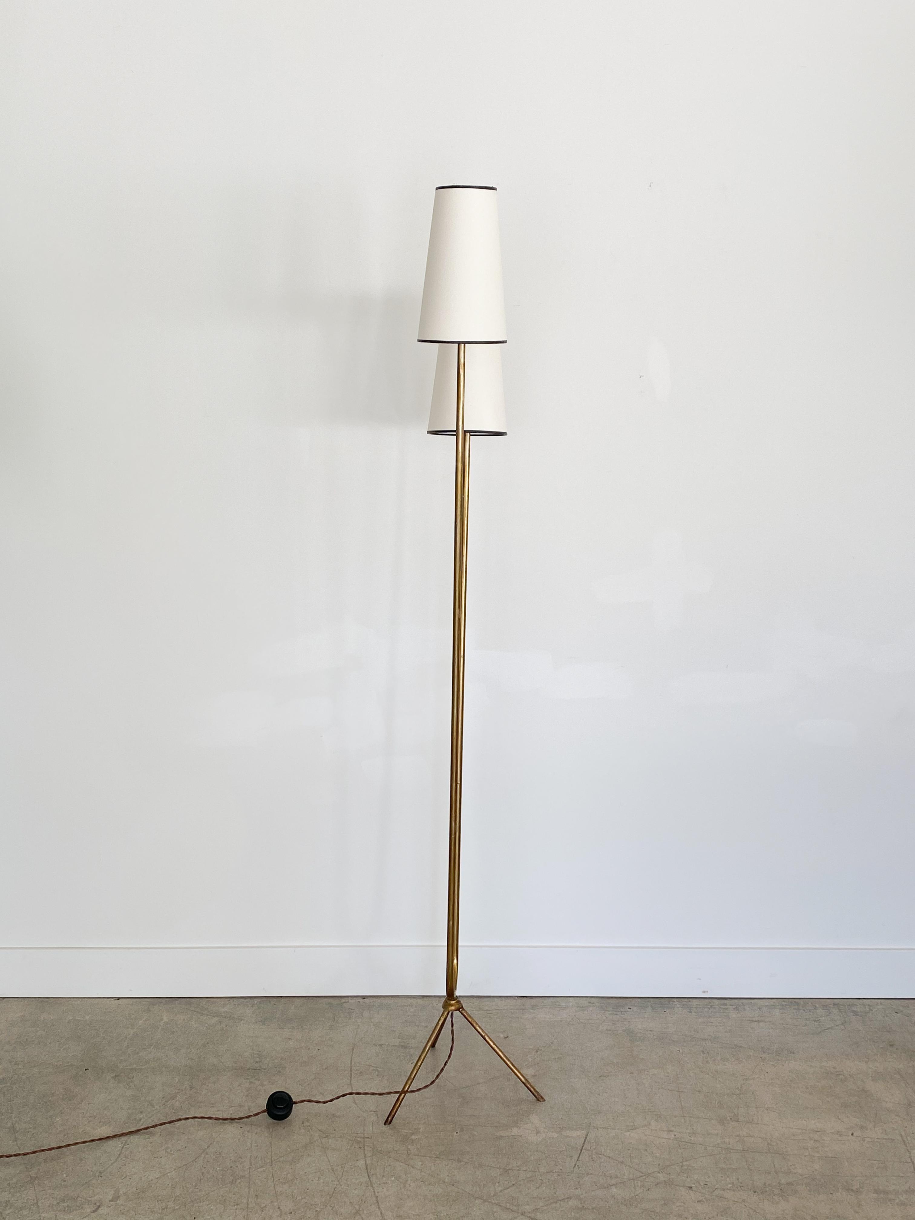 Italian Two-Light Brass Floor Lamp 6