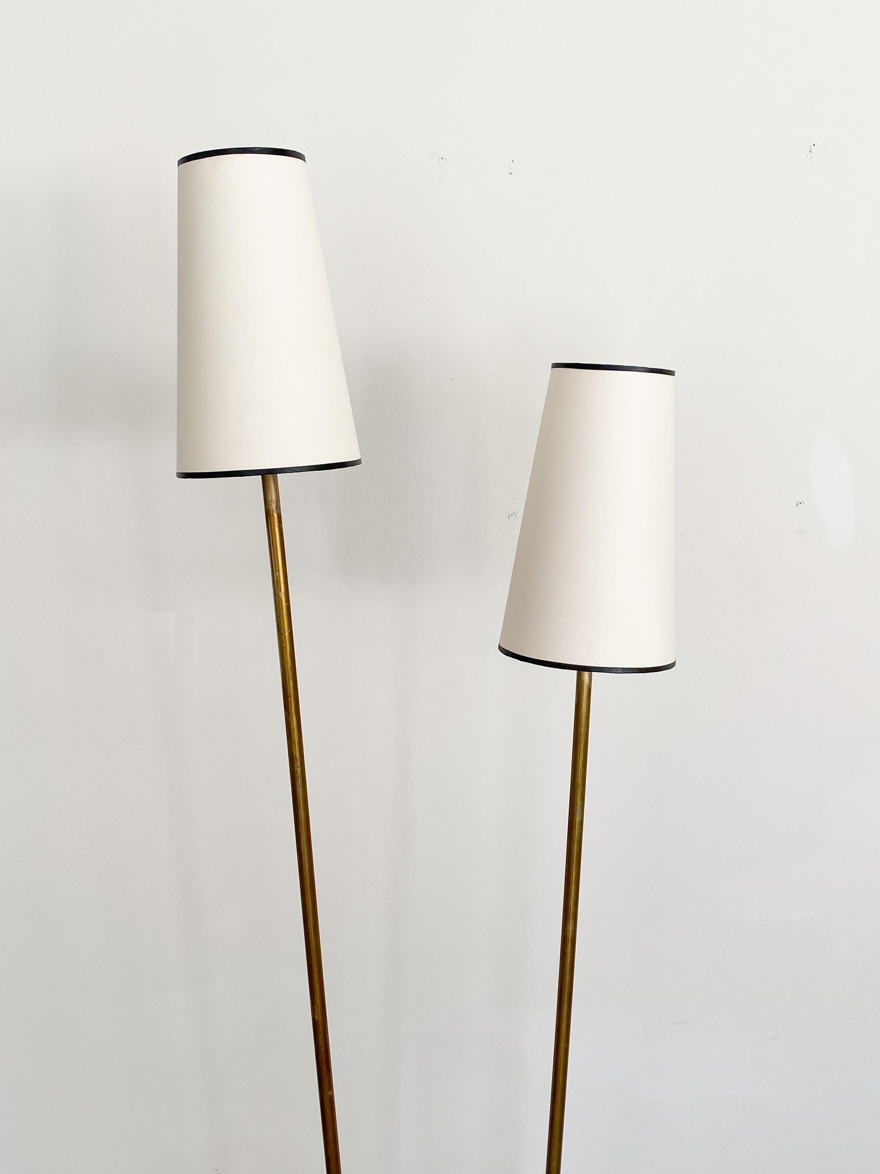 Italian Two-Light Brass Floor Lamp 7