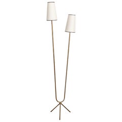 Italian Two-Light Brass Floor Lamp
