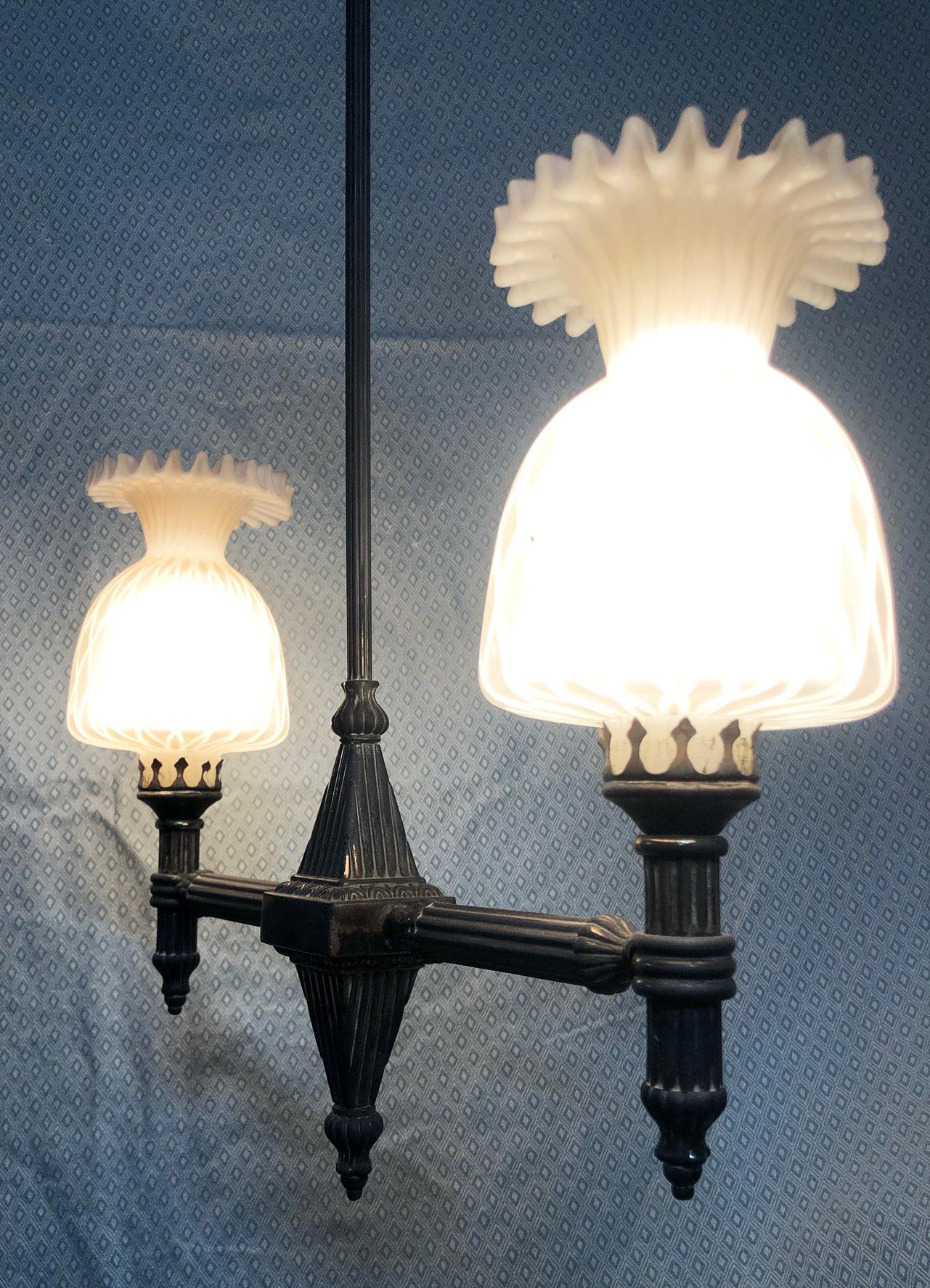 Italian Two-Light Chandelier from 20th with Original Glass 6