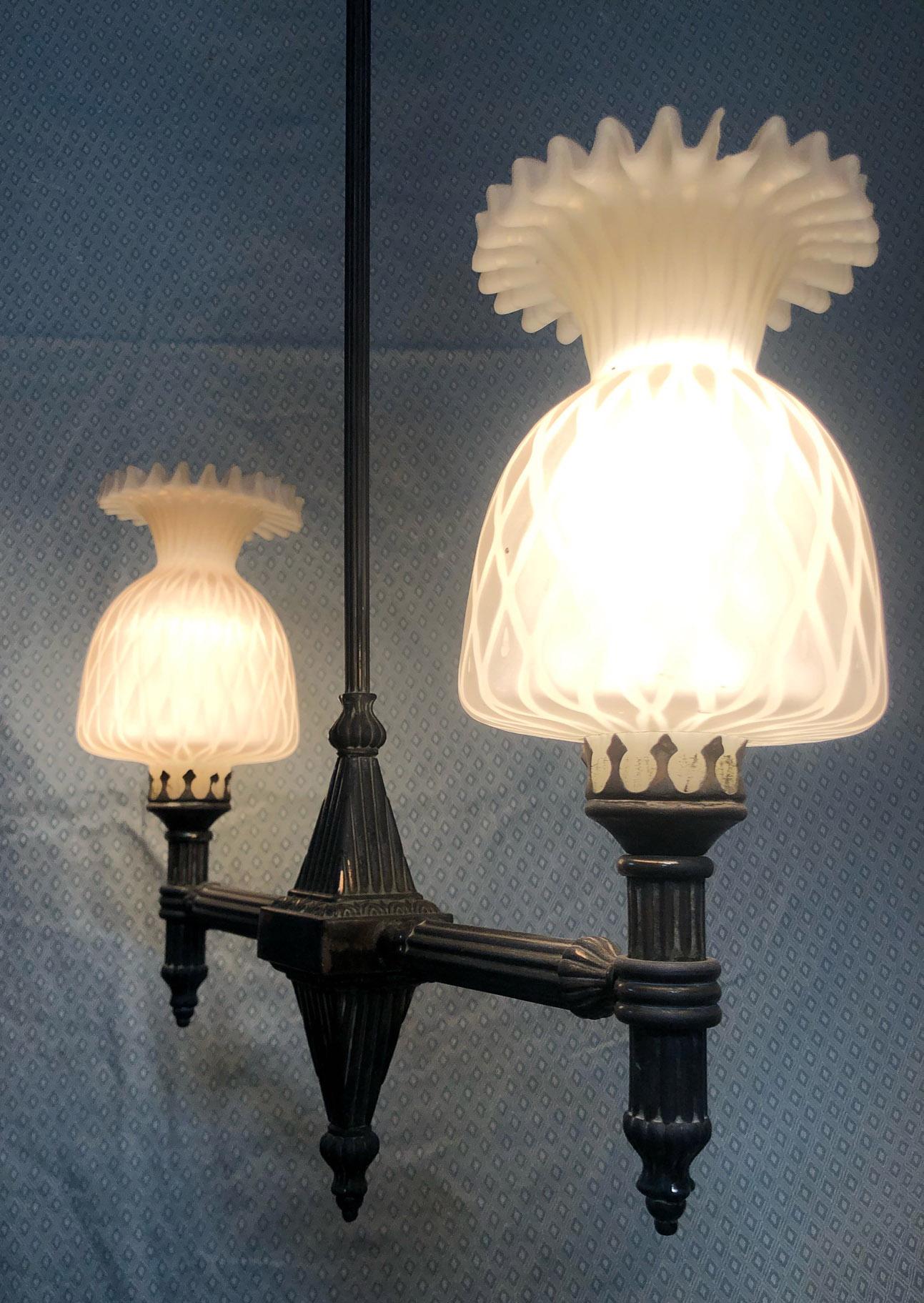 Italian Two-Light Chandelier from 20th with Original Glass 10