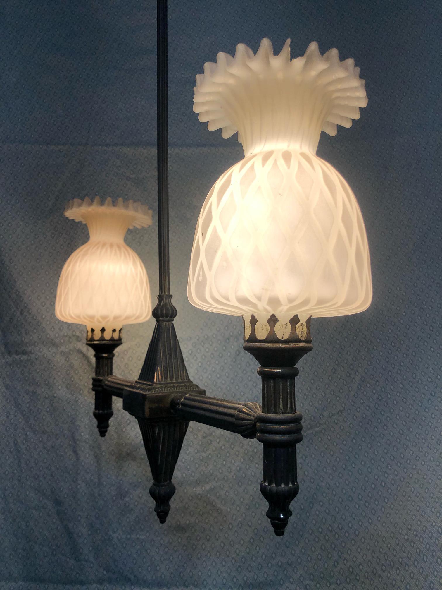 Italian Two-Light Chandelier from 20th with Original Glass 12