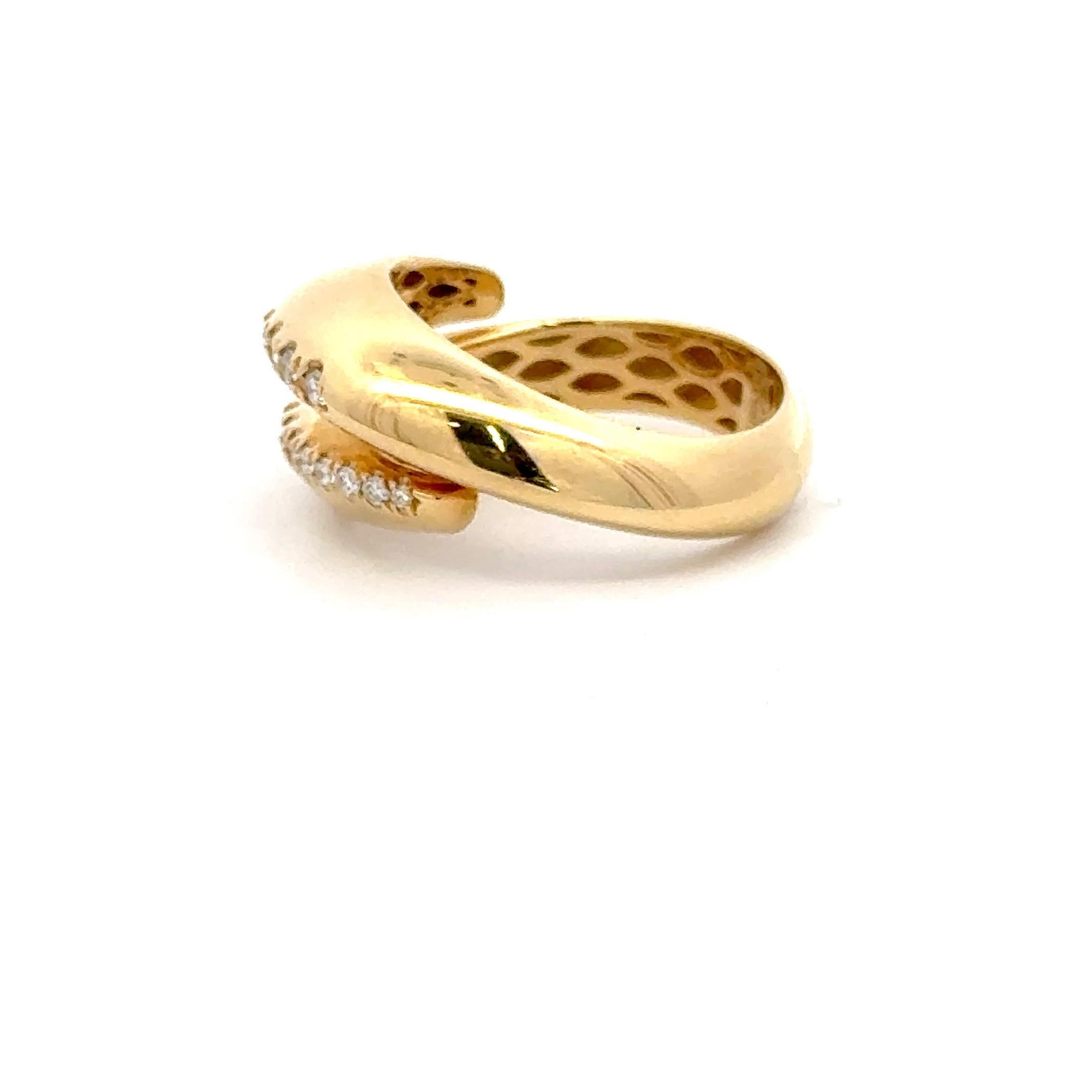 Contemporaneo Italian Two Row Diamond Band Ring 0.29 Carats G VS2 18 Karat Yellow Gold in vendita