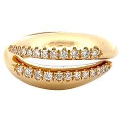 Italian Two Row Diamond Band Ring 0.29 Carats G VS2 18 Karat Yellow Gold