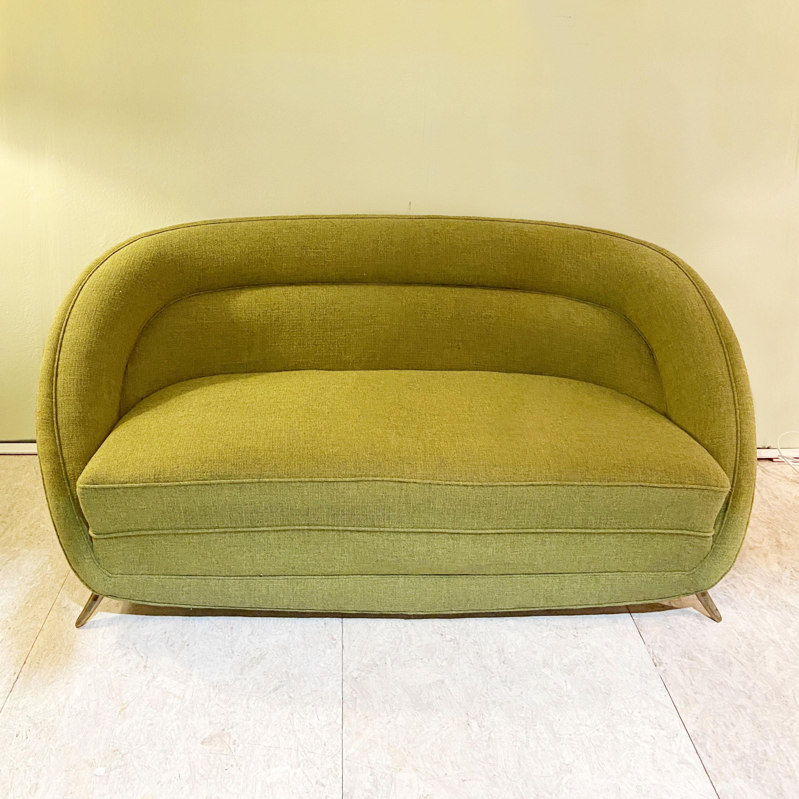 Mid-Century Modern Italian Two Seater Sofa in Spring Green by Isa Bergamo For Sale