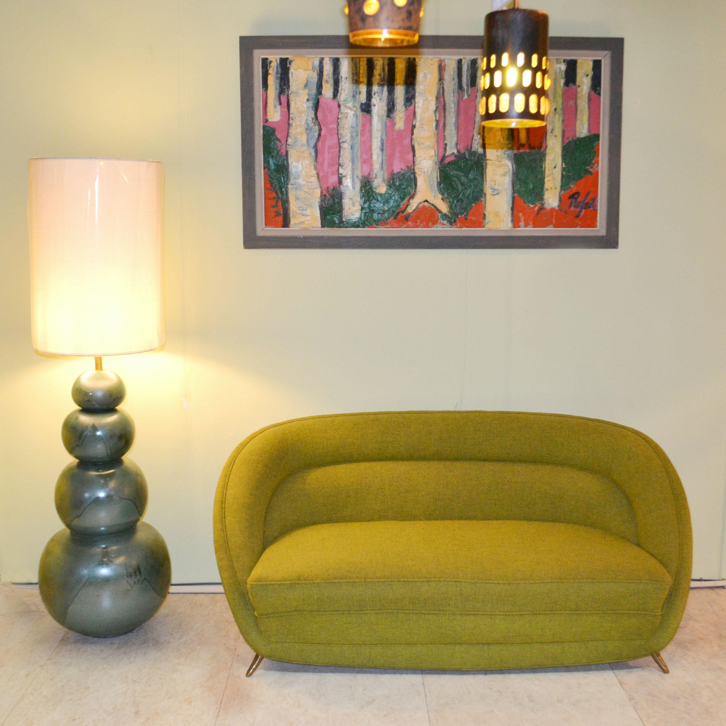 Mid-20th Century Italian Two Seater Sofa in Spring Green by Isa Bergamo For Sale