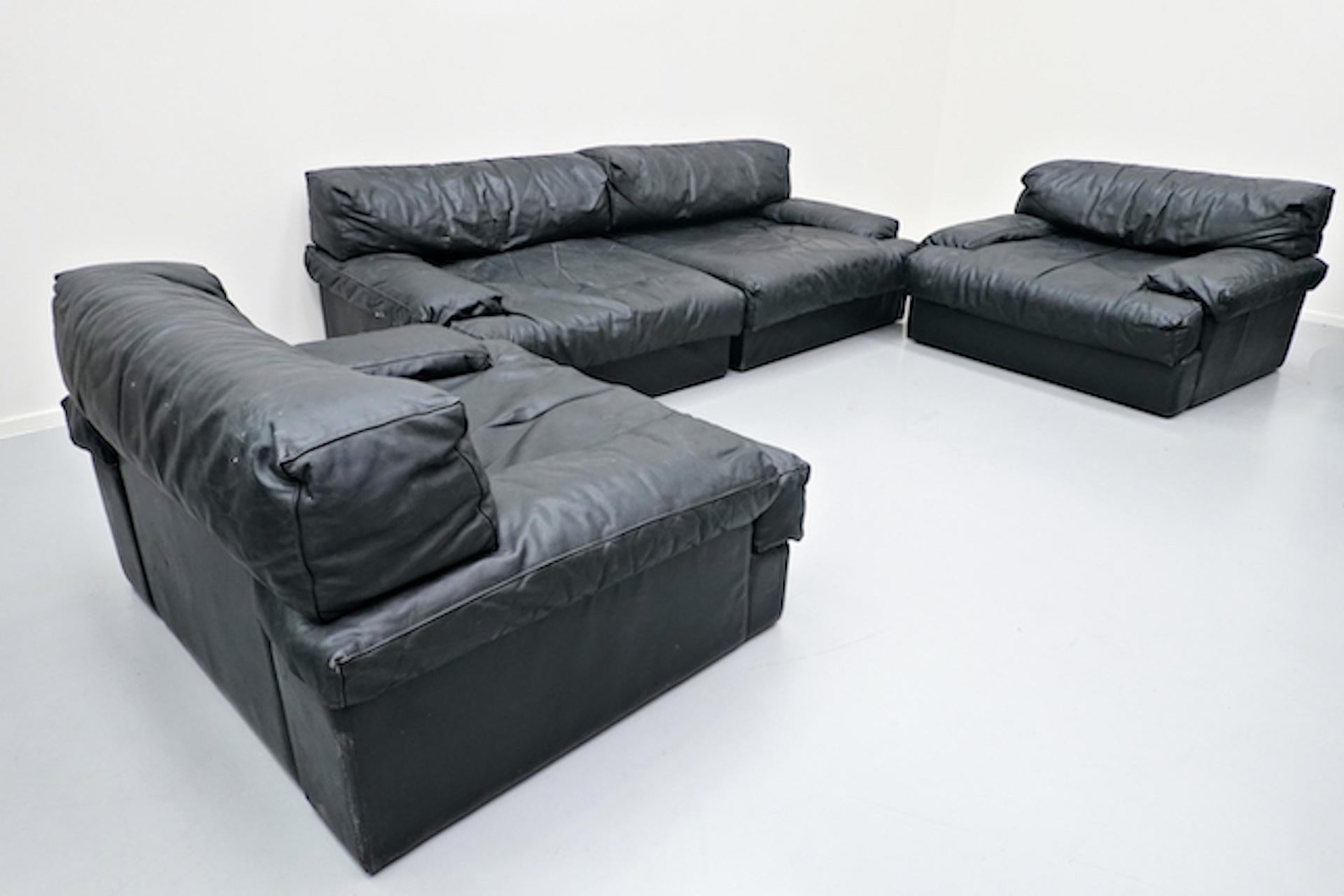 Mid-Century Modern Italian Two-Seat Sofa, Leather, 1960s 1