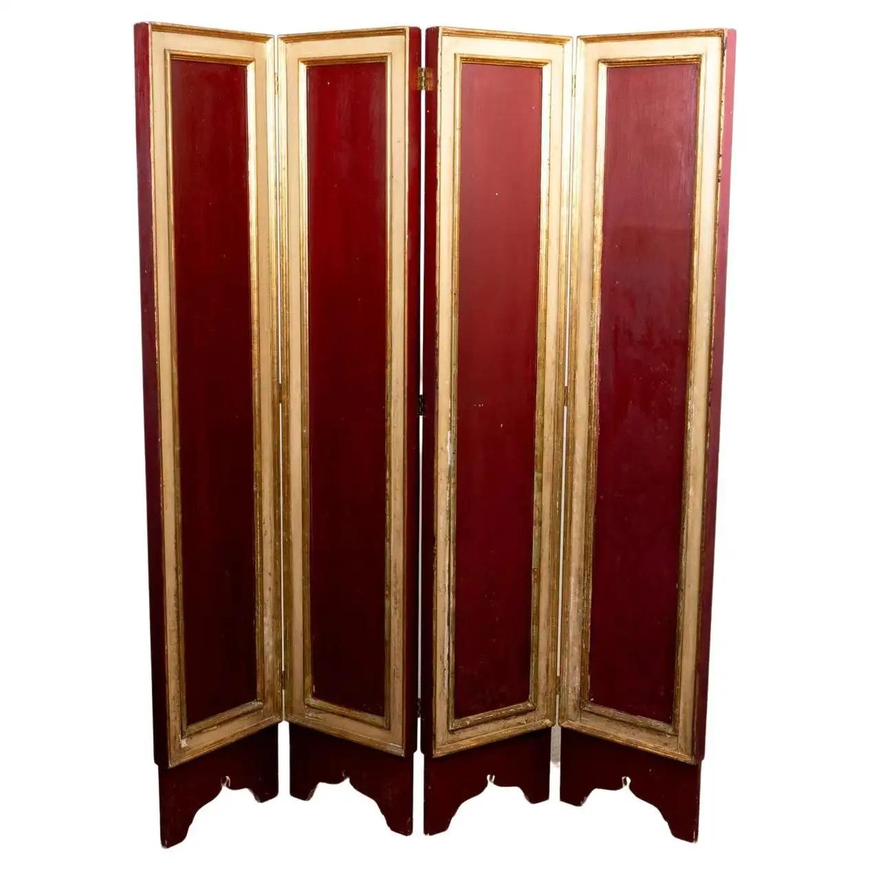 Hollywood Regency Italian Two Sided Florentine Style Room Divider Screen For Sale