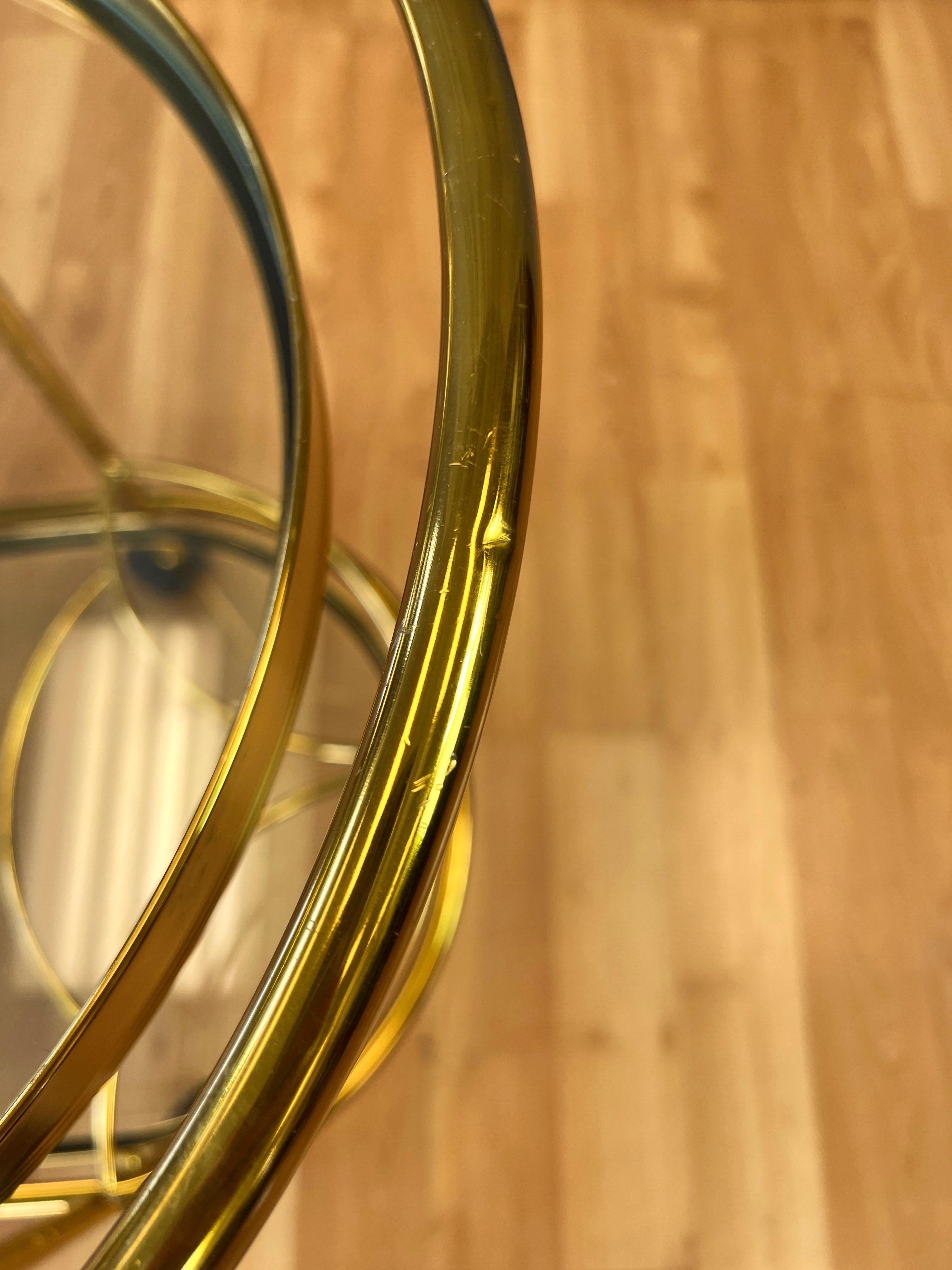 Italian Two-Tier Brass and Glass Oval Bar Cart or Serving Cart, 1970s 13