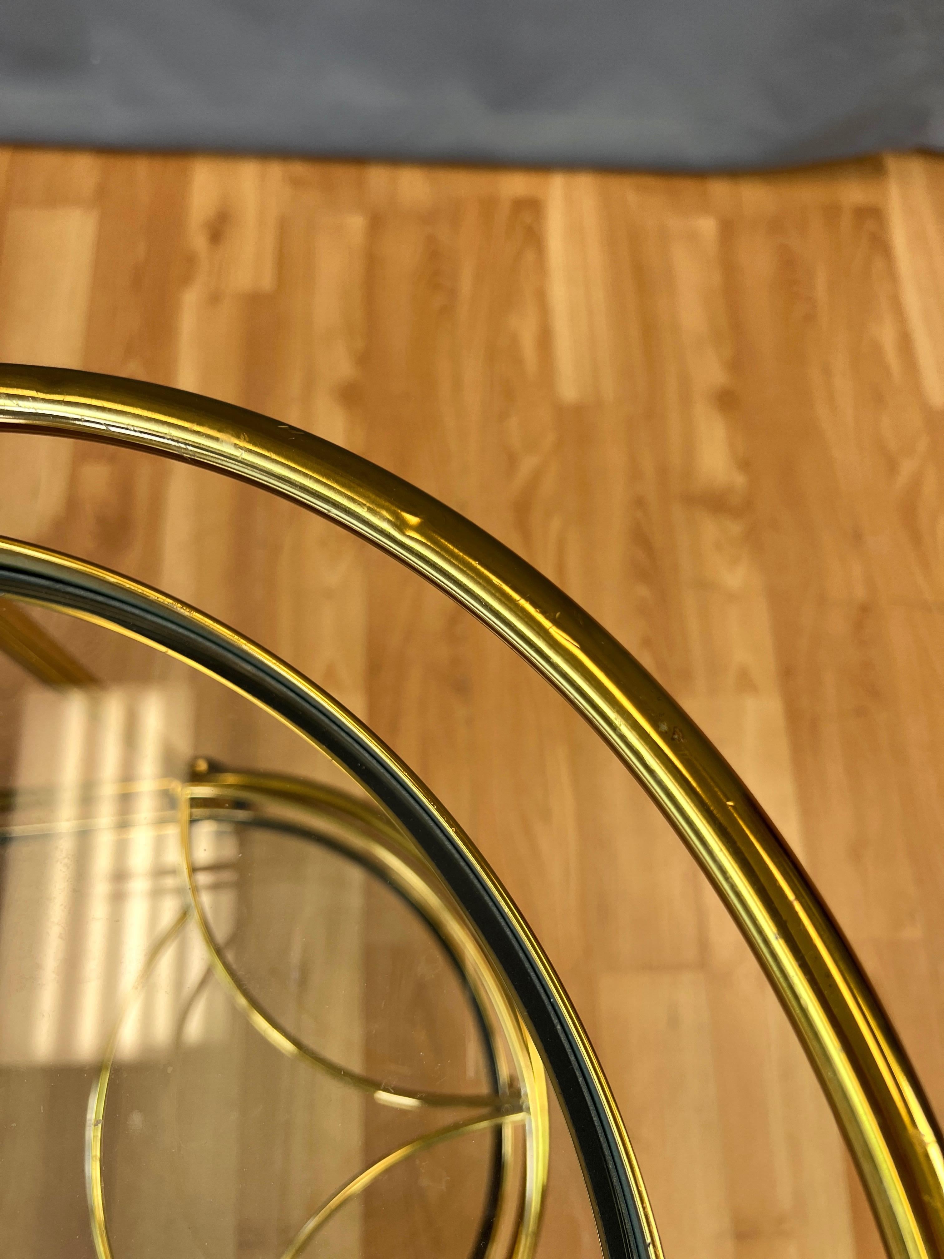Italian Two-Tier Brass and Glass Oval Bar Cart or Serving Cart, 1970s 14
