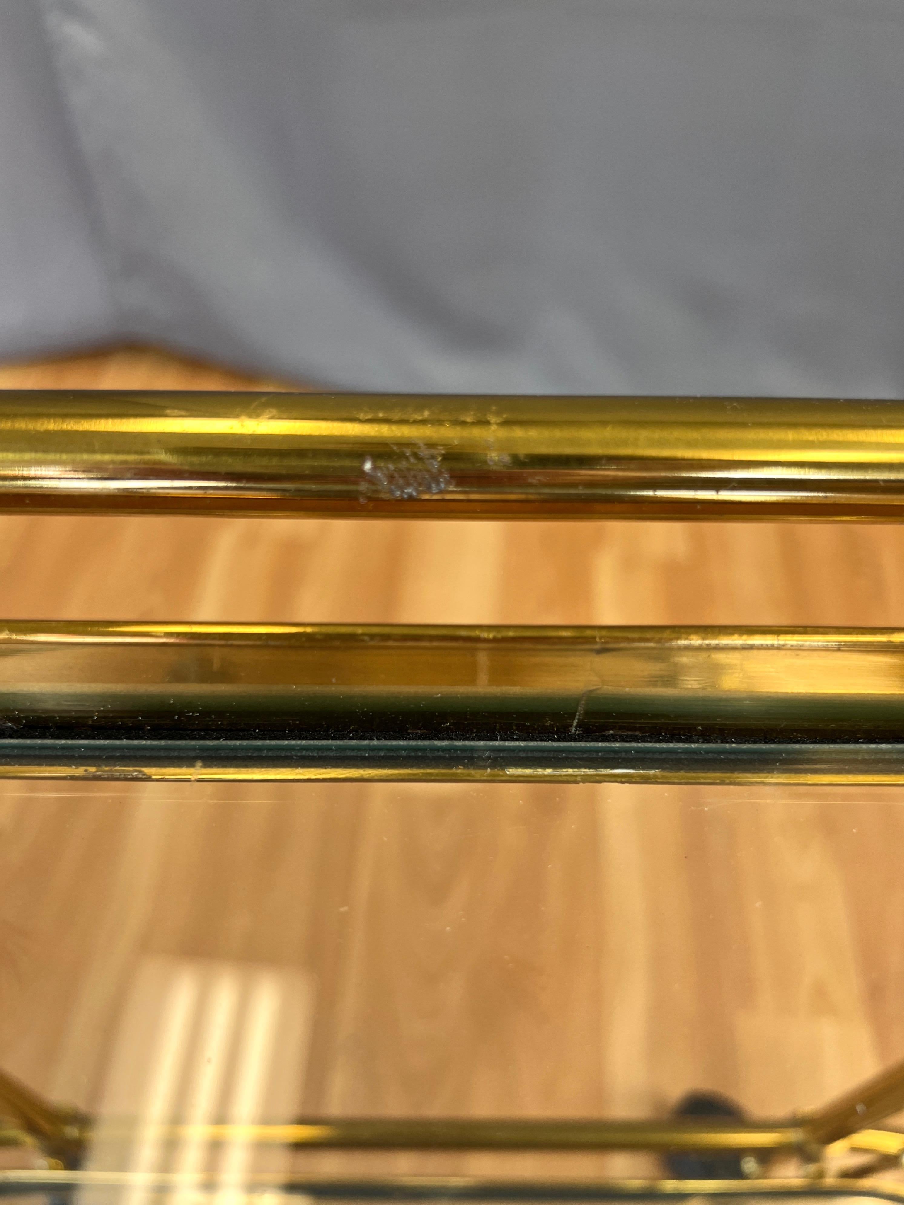 Italian Two-Tier Brass and Glass Oval Bar Cart or Serving Cart, 1970s 15
