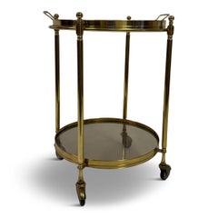 Italian Two-Tier Brass and Smoked Glass Bar Cart or Drinks Trolley, 1970s