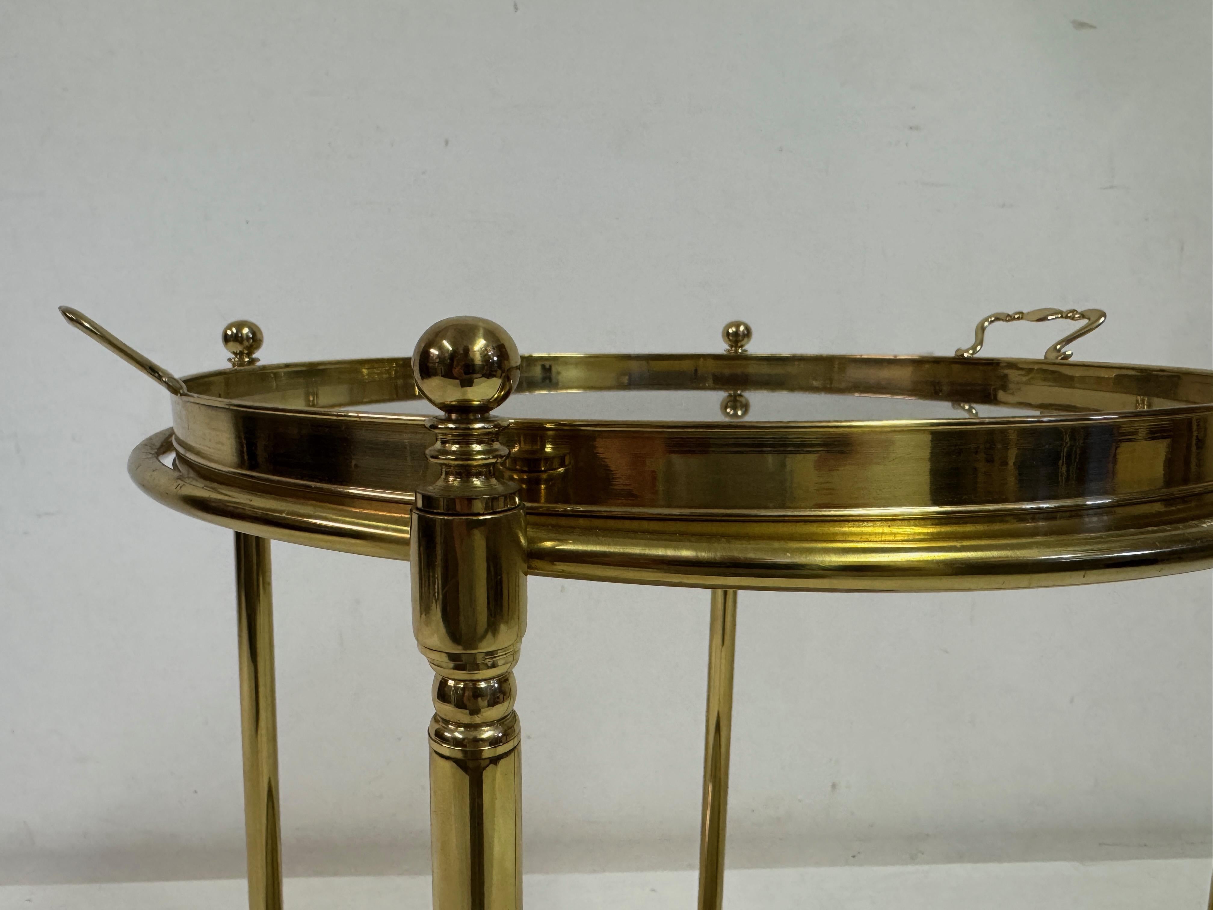 Italian Two-Tier Brass and Smoked Glass Bar Cart or Drinks Trolley, 1970s For Sale 3