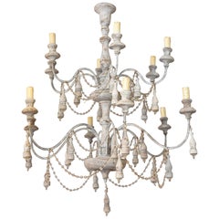 Italian Two-Tier Chandelier Strung with Beads and Tassels