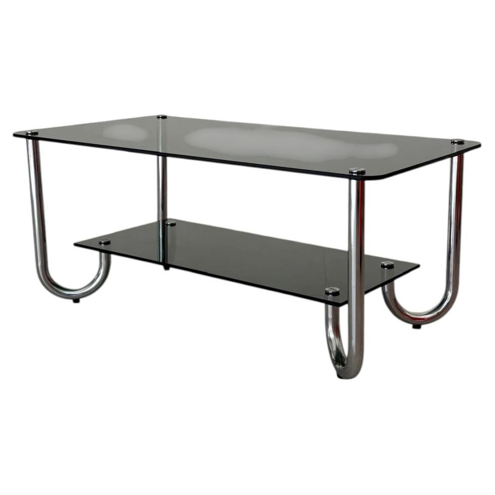 Italian Two-Tier Coffee Table, Chrome & Smoked Glass, 1970s For Sale