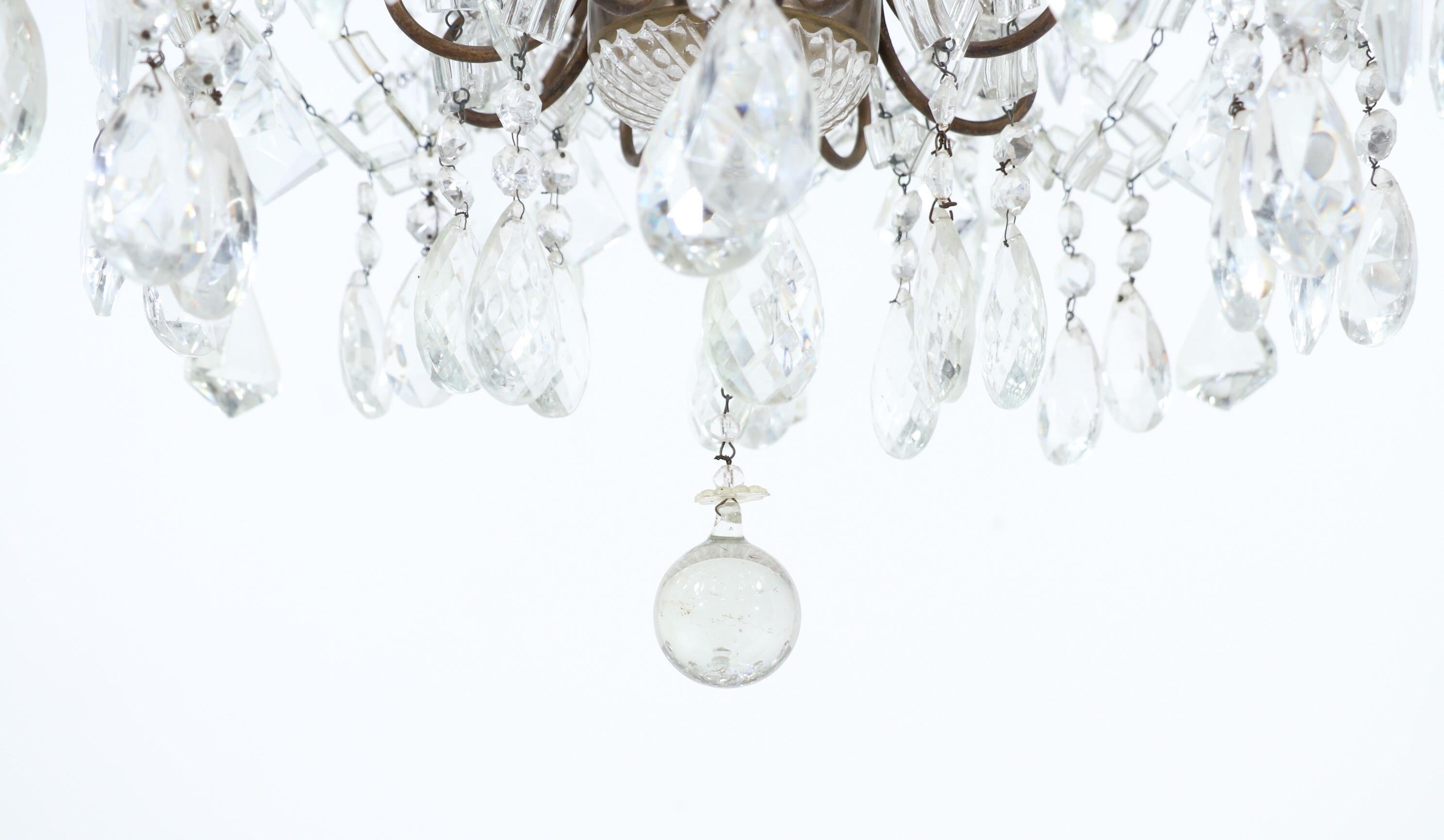 Italian Two-Tier Iron and Crystal Beaded Chandelier 4